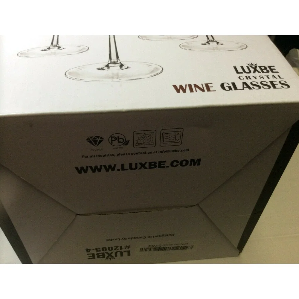 Collectible Luxbe high end crystal wine glasses, set of 4 new in box - T1383